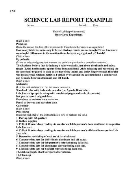 student lab report example.